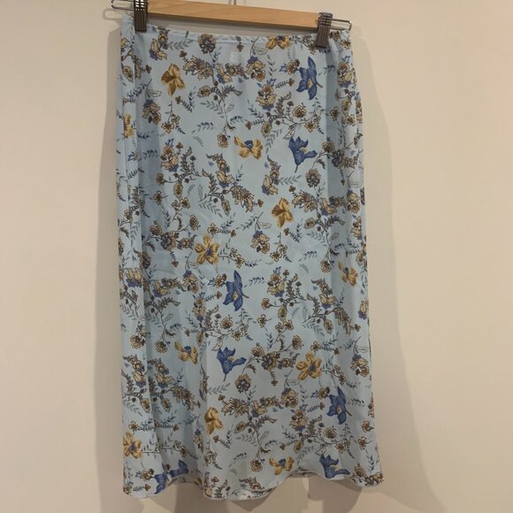 Blue floral midi skirt - Picture 1 of 4